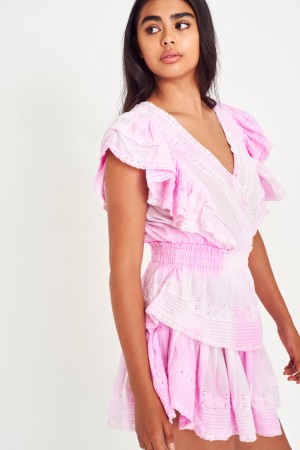 Pink Women LoveShackFancy Gwen Heritage Mini Dress | MCS-482630