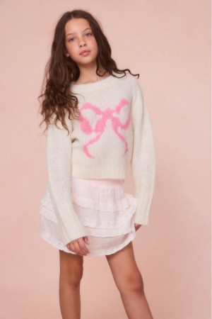 Snowflake Kiss Kids' LoveShackFancy Amya Wool Bow Pullover | FGA-754938