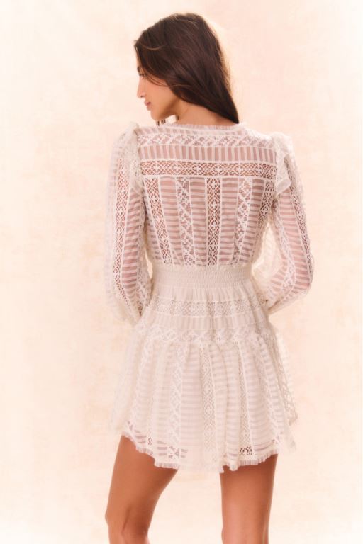 Black Women LoveShackFancy Alonsa Lace-detailed Mini Dress | OEJ-439087