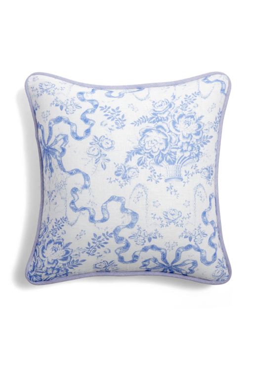 Blue Women LoveShackFancy Linen Throw Pillow Bedding | NLG-084396
