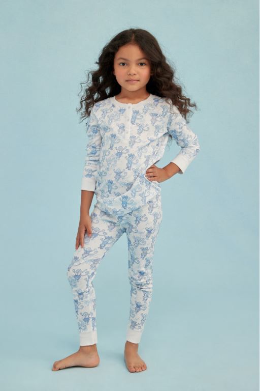 Blue Women LoveShackFancy Roller Rabbit X Loveshackfancy Pastiche De Monkey Kids Pajama Sleepwear | MKR-401387