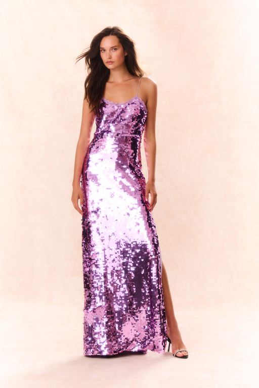Light Purple Women LoveShackFancy Anora Sequin Gown Dress | WFP-765180