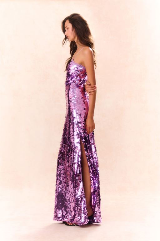 Light Purple Women LoveShackFancy Anora Sequin Gown Dress | WFP-765180