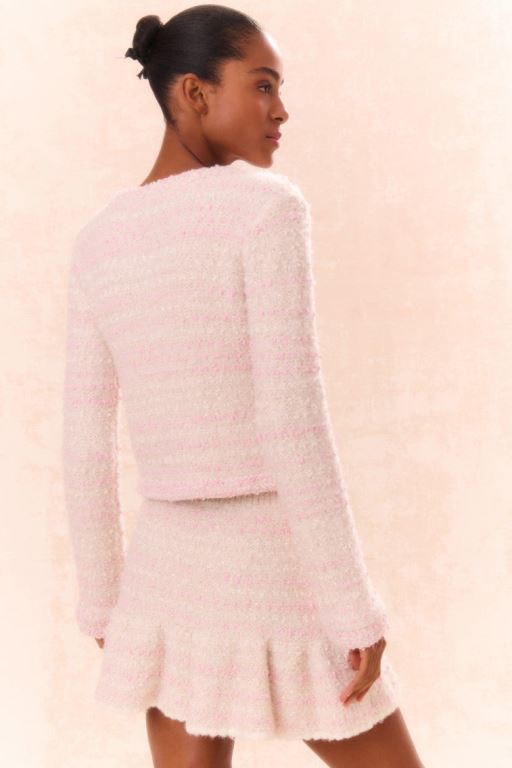 Light Yellow Pink Women LoveShackFancy Blanca Knit Cardigan | SZA-758463