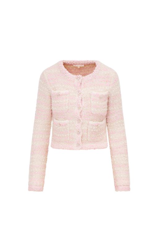 Light Yellow Pink Women LoveShackFancy Blanca Knit Cardigan | SZA-758463