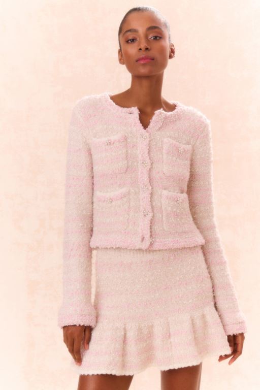 Light Yellow Pink Women LoveShackFancy Blanca Knit Cardigan | SZA-758463
