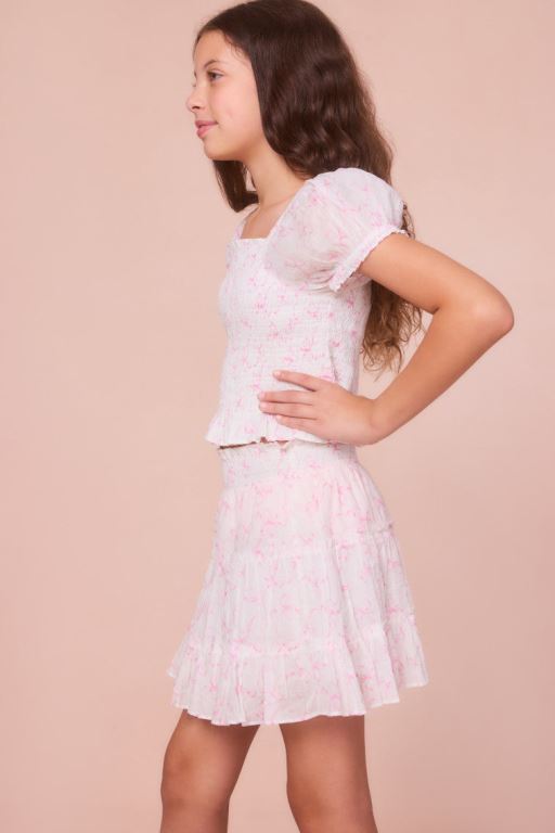 Pink Kids' LoveShackFancy Fabielle Bow Print Tops | YLG-987213
