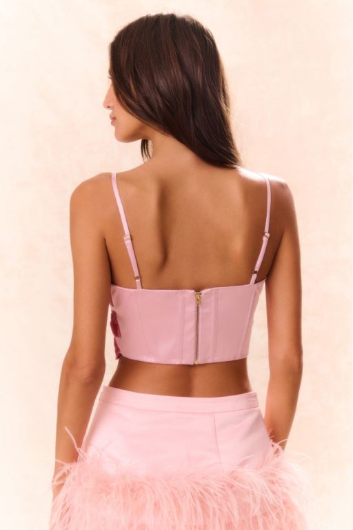 Pink Multicolor Women LoveShackFancy Woodley Bow Bustier Tops | TSH-298035