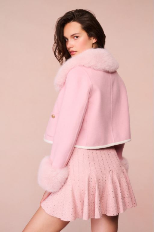 Pink Women LoveShackFancy Caprina Wool-cashmere Faux Fur Jackets | NIZ-895710