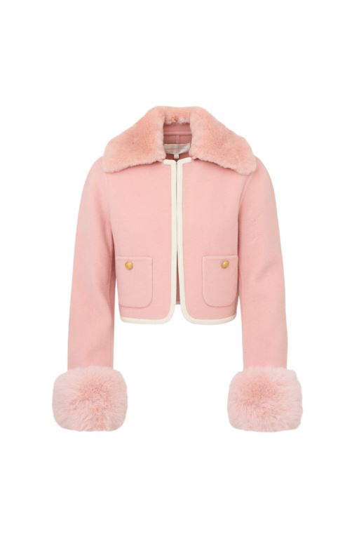 Pink Women LoveShackFancy Caprina Wool-cashmere Faux Fur Jackets | NIZ-895710