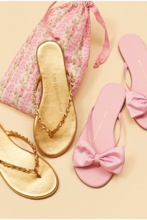 Pink Women LoveShackFancy Loveshackfancy X Tkees Oversized Bow Sandals | YCT-463512