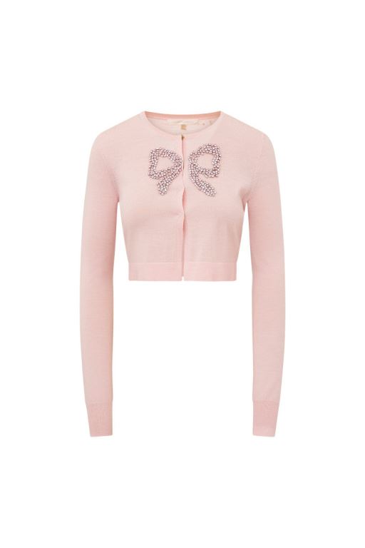 Pink Women LoveShackFancy Modine Embellished Wool Cardigan | BSL-014982