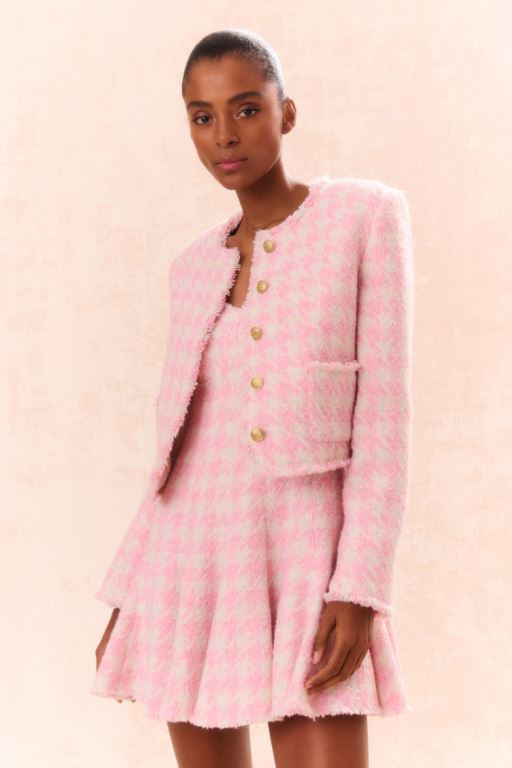 Rose Women LoveShackFancy Antoine Tweed Jackets | MAV-196357
