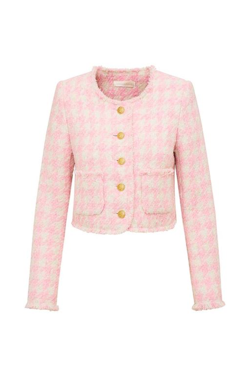 Rose Women LoveShackFancy Antoine Tweed Jackets | MAV-196357
