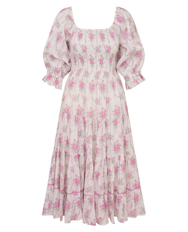 Rose Women LoveShackFancy Rigby Cotton Floral Midi Dress | NTL-267510