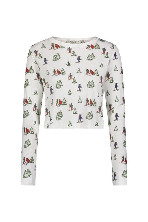 Vintage Ski Print Women LoveShackFancy Polka Dot England Nell Crop Slouchy Top Sleepwear | UGR-310528