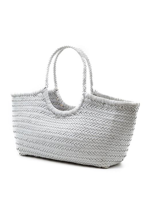 White Women LoveShackFancy Dragon Diffusion Nantucket Large Woven Leather Tote Bags | SJY-157692