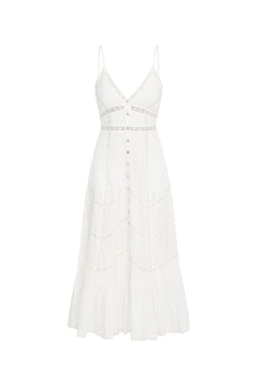 White Women LoveShackFancy Esilda Cotton Midi Dress | KSC-605481