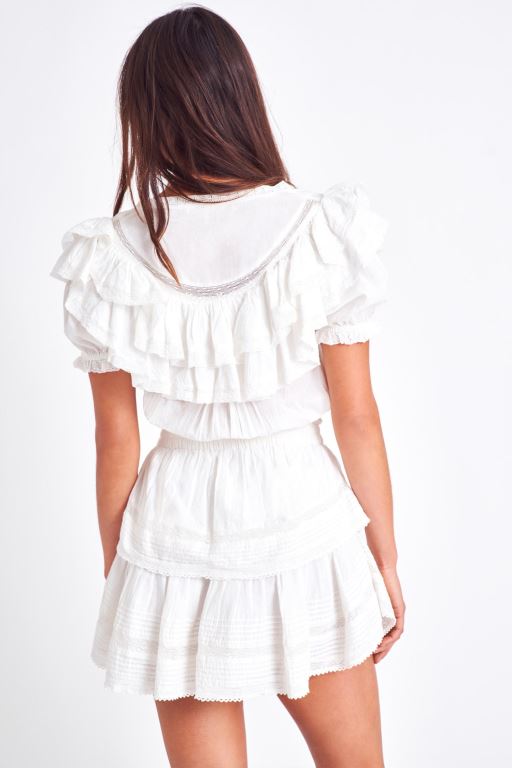 White Women LoveShackFancy Liv Cotton Ruffled Dress | ARE-549071