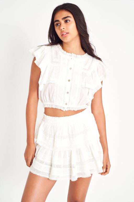 White Women LoveShackFancy Nora Heritage Tops | INT-310948
