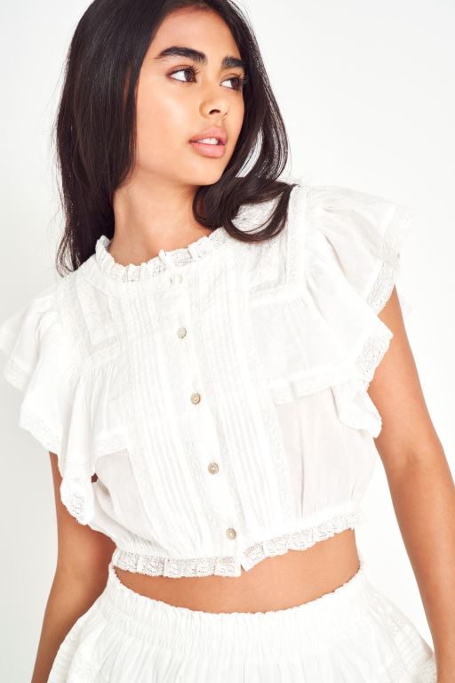 White Women LoveShackFancy Nora Heritage Tops | INT-310948