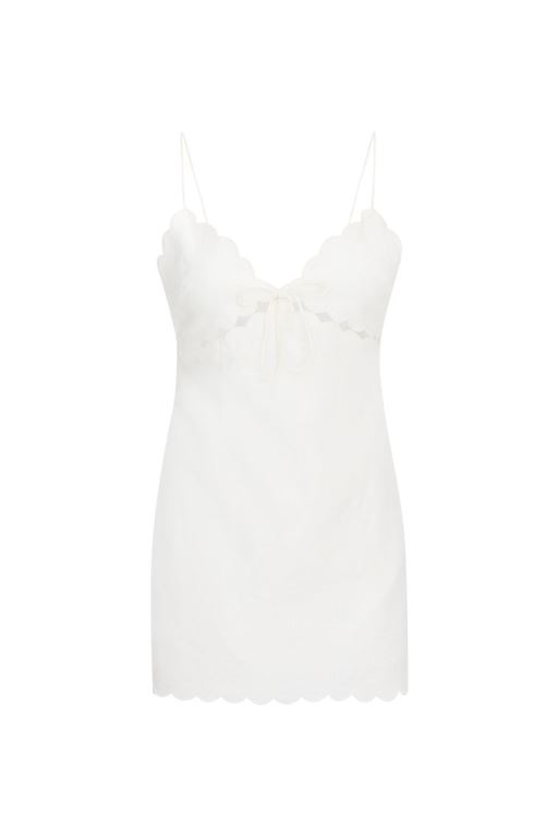 White Women LoveShackFancy Sydow Linen Mini Dress | BCG-048612